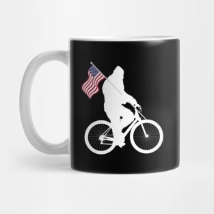 Bigfoot Riding BIke American Flag Mug